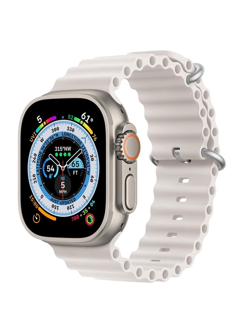 MYK New Silicone Hole Wavy Strap Compatible with 49MM/45MM/44MM/42MM All Series Starlight - Image 1