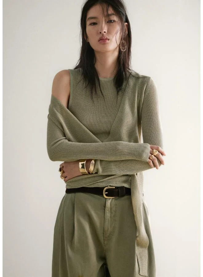 مانجو Fitted fine-knit top