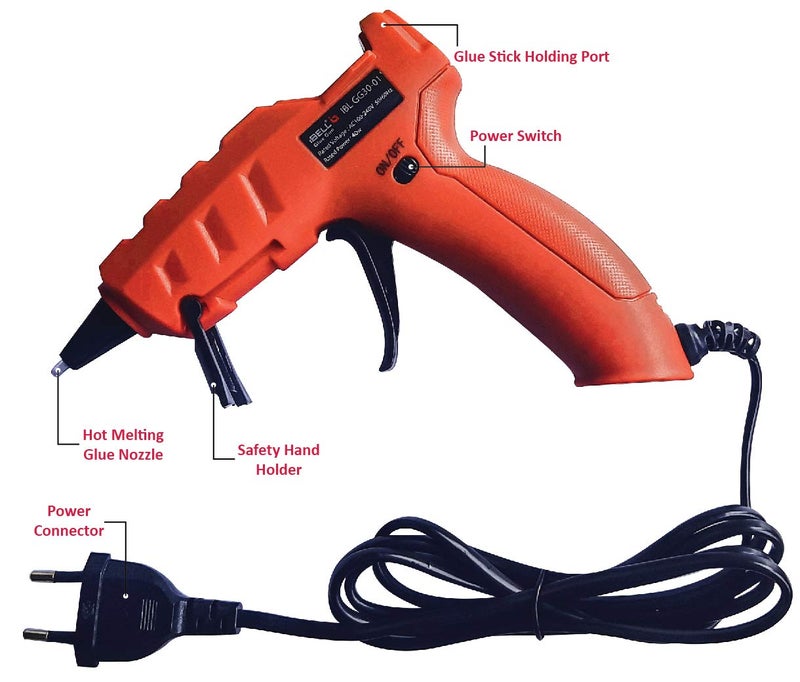 IBELL Glue Gun Gg3001 40W Corded Electric Melt Stick Dia 7Mm High Temp Heavy Duty Hot Melt Gun Kit With Glue Sticks - Image 2