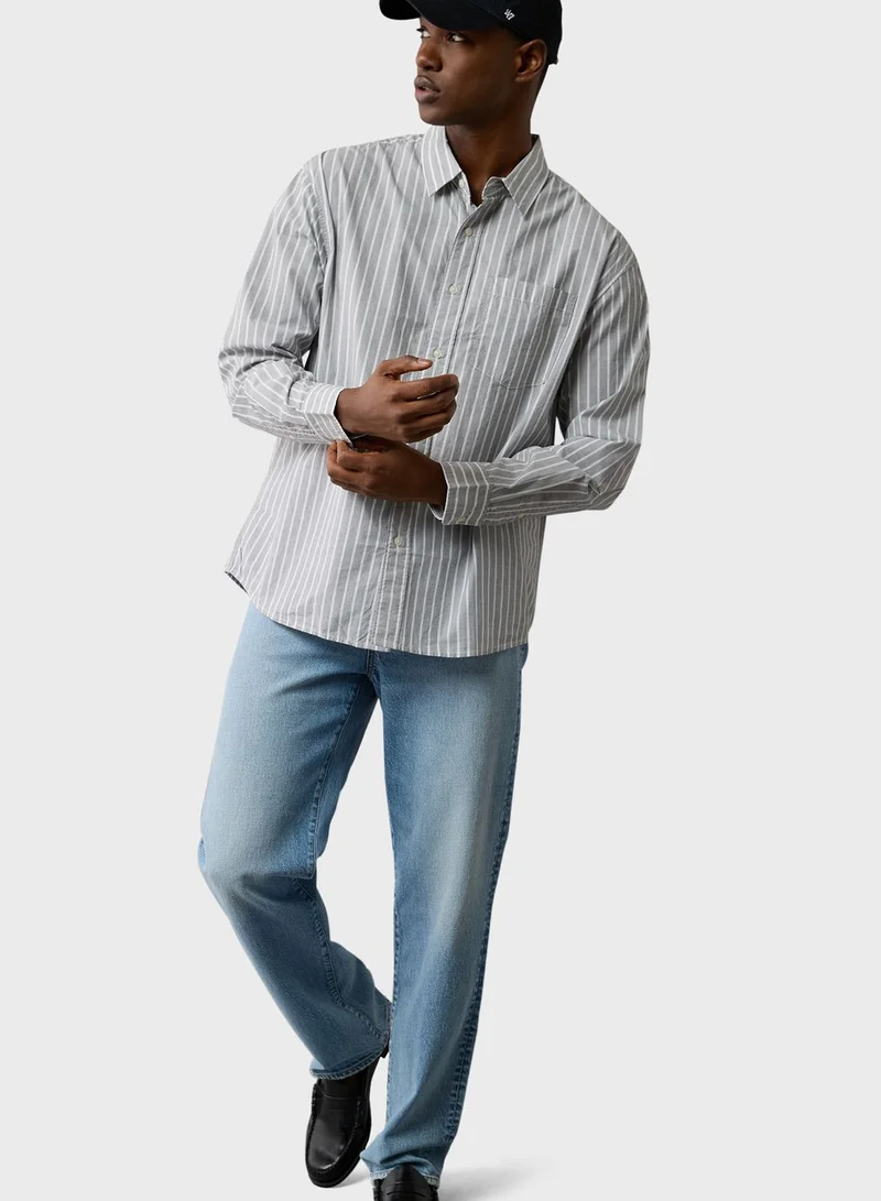 American Eagle Stripe Deatiled Regular Fit Poplin Shirt