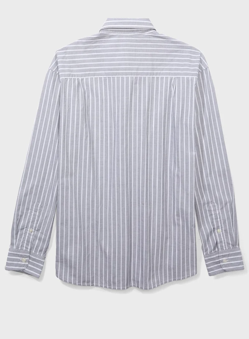 American Eagle Stripe Deatiled Regular Fit Poplin Shirt