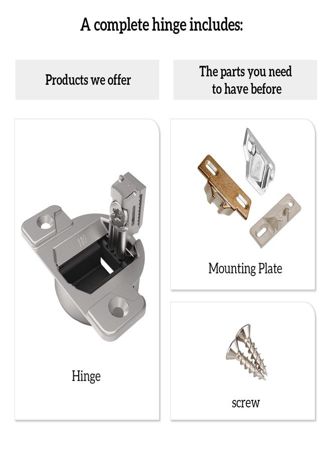 Quini Replacement for Blum 110 Cabinet Hinges, Hinge Back Model 30.310-11.02, Blum 110 Degrees Screw On Compact 33 Hinge for Cabinet Doors, Without Mounting Plate and Screws (8 Pack) - Image 5