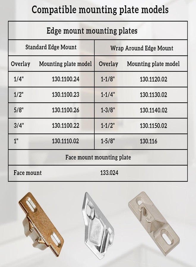 Quini Replacement for Blum 110 Cabinet Hinges, Hinge Back Model 30.310-11.02, Blum 110 Degrees Screw On Compact 33 Hinge for Cabinet Doors, Without Mounting Plate and Screws (8 Pack) - Image 2