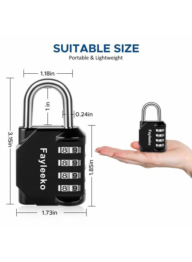 Fayleeko Combination Lock, 4 Digit Padlock for School Gym Sports Locker, Fence, Toolbox, Case, Hasp Cabinet Storage (2 Pack, Black) - Image 2