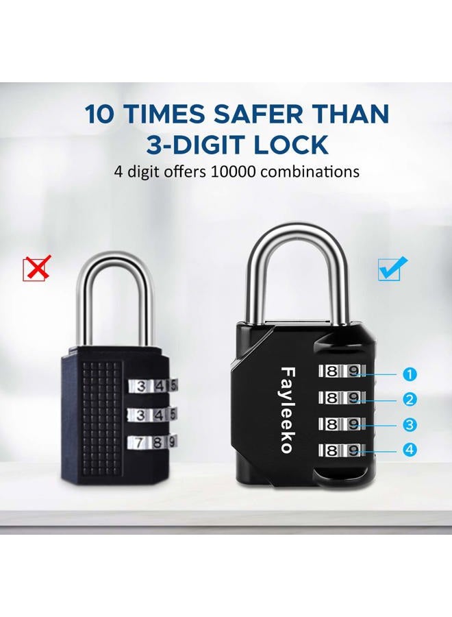 Fayleeko Combination Lock, 4 Digit Padlock for School Gym Sports Locker, Fence, Toolbox, Case, Hasp Cabinet Storage (2 Pack, Black) - Image 5