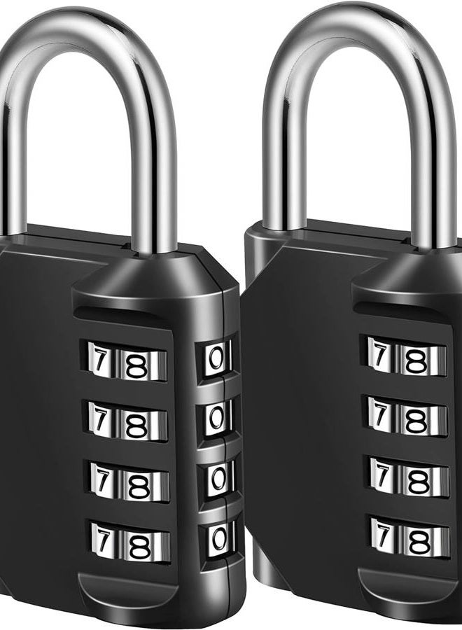 Fayleeko Combination Lock, 4 Digit Padlock for School Gym Sports Locker, Fence, Toolbox, Case, Hasp Cabinet Storage (2 Pack, Black) - Image 1