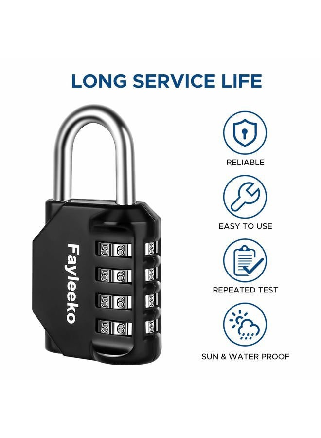 Fayleeko Combination Lock, 4 Digit Padlock for School Gym Sports Locker, Fence, Toolbox, Case, Hasp Cabinet Storage (2 Pack, Black) - Image 4