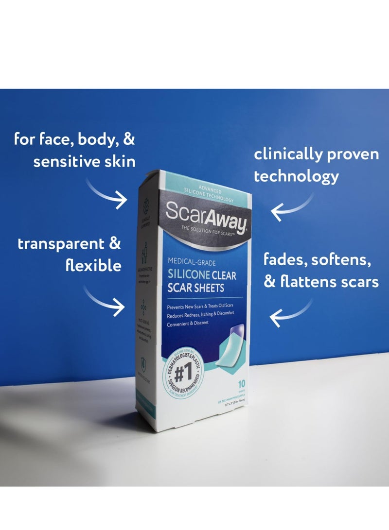 ScarAway Clear Silicone Scar Sheets, White, 10 Count - Image 2