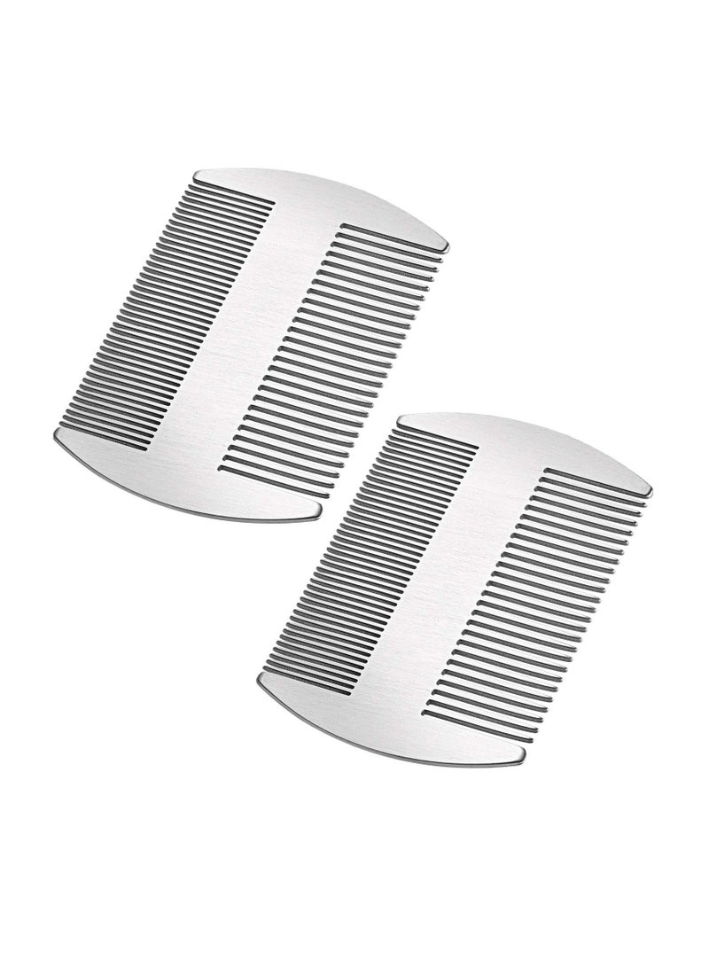 BOAO Boao 2 Pieces Metal Hair Combs for Women Men Beard Combs Metal Mustache Comb Lice Comb Wallet Fine Cutting Comb Teasing Barber Comb Stainless Steel Hair Styling Cutting Comb(Silver) - Image 1