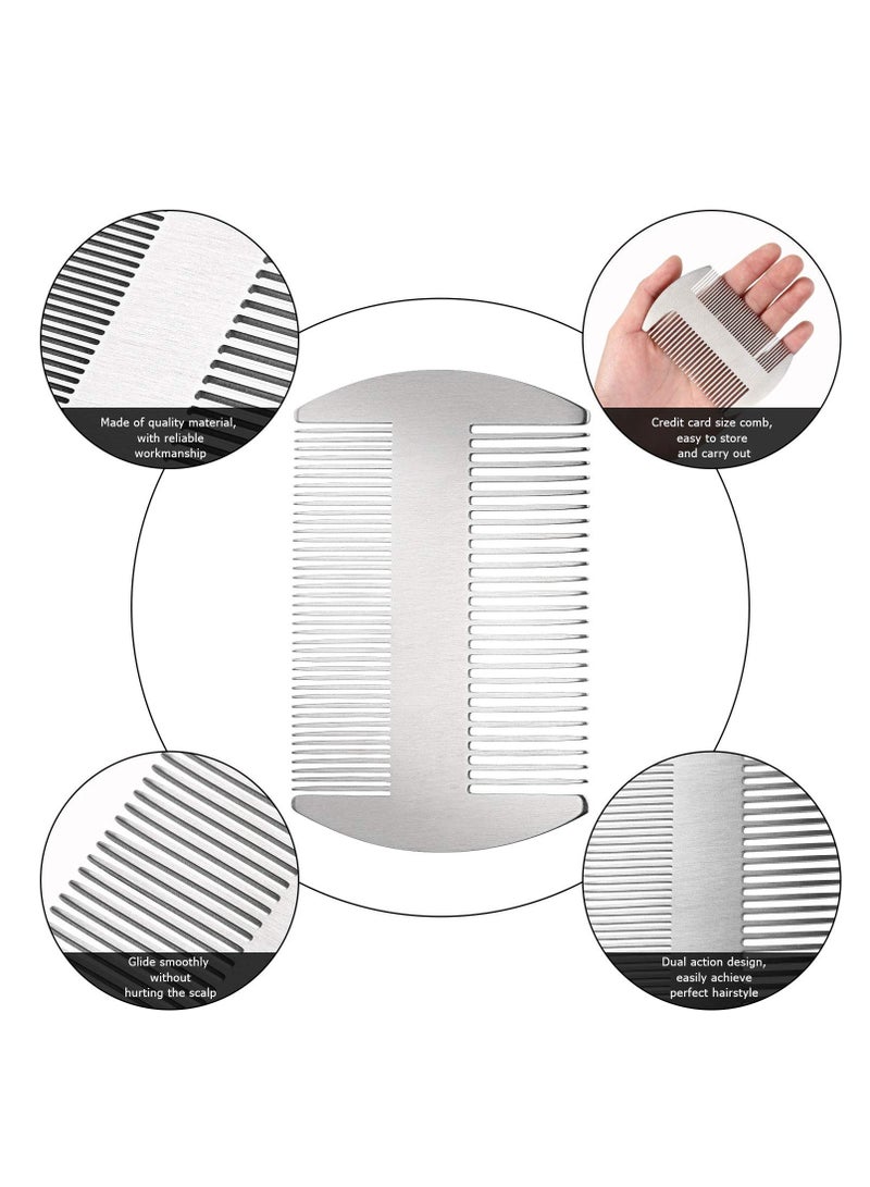 BOAO Boao 2 Pieces Metal Hair Combs for Women Men Beard Combs Metal Mustache Comb Lice Comb Wallet Fine Cutting Comb Teasing Barber Comb Stainless Steel Hair Styling Cutting Comb(Silver) - Image 5
