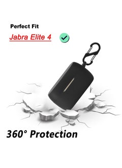 ماركة غير محددة جراب سيليكون لجهاز Jabra Elite 4، جراب واقٍ مقاوم للصدمات وغطاء واقٍ للجلد لجهاز Jabra Elite 4 مع سلسلة مفاتيح (أسود)  - Image 3