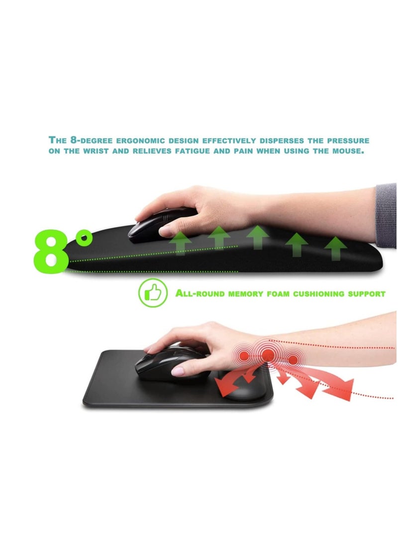 Mouse Pad Wrist Support Ergonomic Pain Relief Keyboard Rest Comfortable Memory Foam With Non Slip PU Base Mouse Pads For Desk Computer Keyboard Home Office