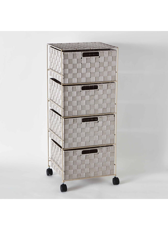 Home Box - Strap 4-Drawer Cabinet With Casters 35 x 85 x 30 cm - Image 1