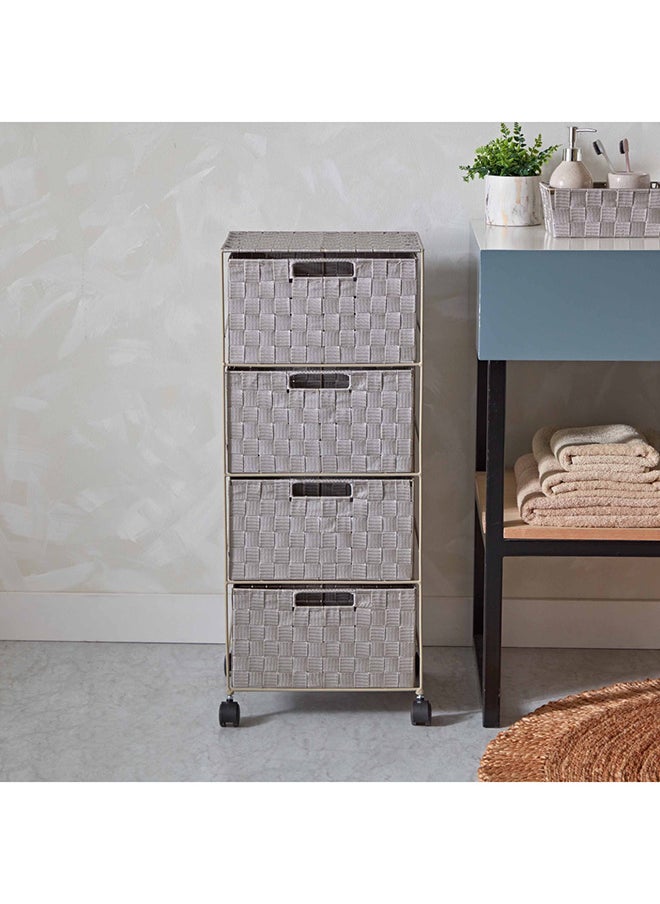 Home Box - Strap 4-Drawer Cabinet With Casters 35 x 85 x 30 cm - Image 1