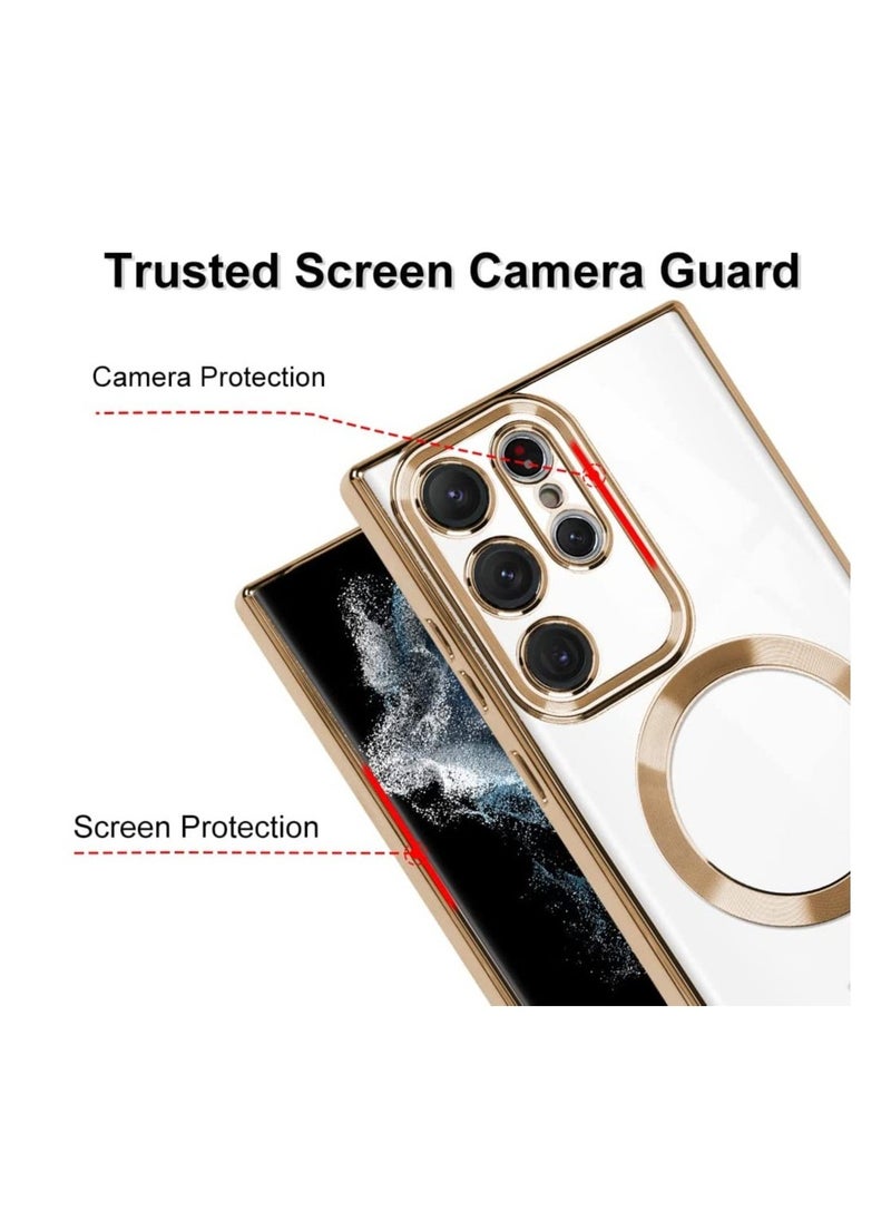Raxoom Magnetic Clear Case for Galaxy S23 Ultra Case,Compatible with MagSafe, Love Heart Design Electroplated Case Soft TPU Shockproof Full Camera Lens Protective Case for Samsung Galaxy S23 Ultra - Image 4