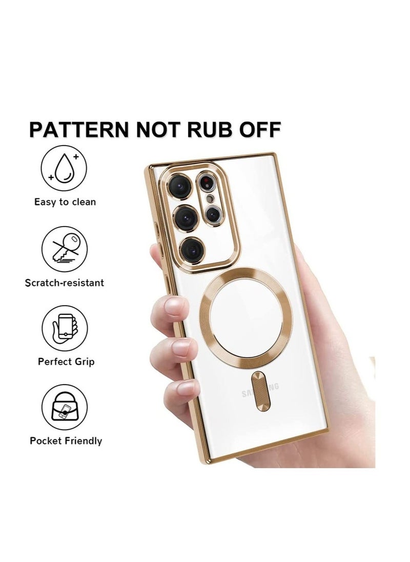 Raxoom Magnetic Clear Case for Galaxy S23 Ultra Case,Compatible with MagSafe, Love Heart Design Electroplated Case Soft TPU Shockproof Full Camera Lens Protective Case for Samsung Galaxy S23 Ultra - Image 3