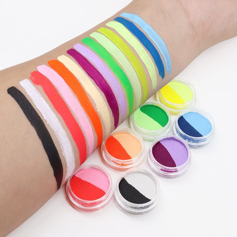 ONMAY Water Activated Split Cake Eyeliner, UV Blacklight Glow Fluorescent Paint, Onmay 14 Bright Color Retro Graphic Hydra Eye Liner, Body Face Paint, Halloween Makeup (14color) - Image 2