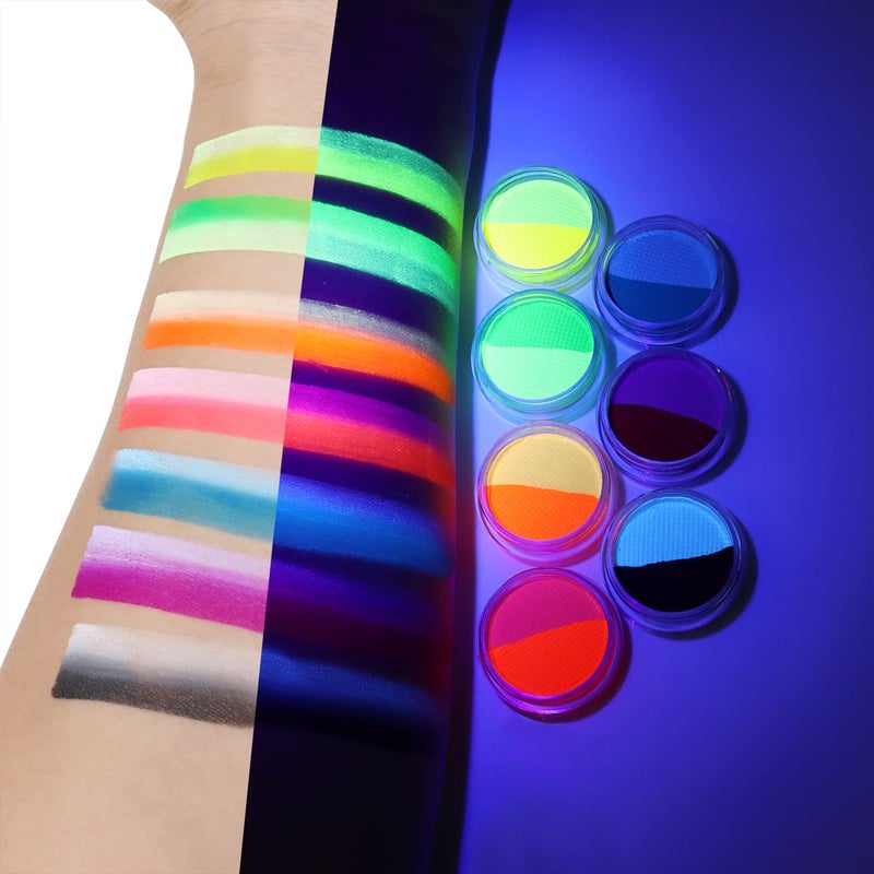 ONMAY Water Activated Split Cake Eyeliner, UV Blacklight Glow Fluorescent Paint, Onmay 14 Bright Color Retro Graphic Hydra Eye Liner, Body Face Paint, Halloween Makeup (14color) - Image 3