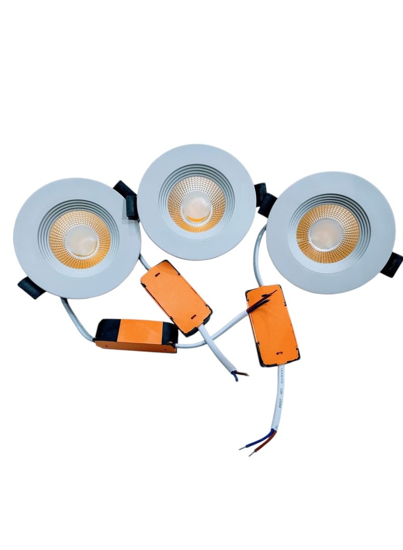 7W LED Recessed Spot Light – Set of 3 – Warm or Cool Light – Energy-Saving Ceiling Downlights with External Driver  - Image 1