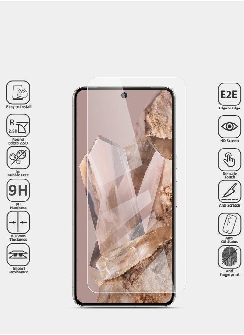 Techie - HD Tempered Glass Screen Protector for Google Pixel 8 Pro - Anti Reflection Anti Bubbles 9H Hardness 0.33 mm Rounded Edges Easy Installation - Image 1