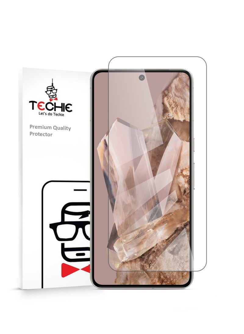 Techie - HD Tempered Glass Screen Protector for Google Pixel 8 Pro - Anti Reflection Anti Bubbles 9H Hardness 0.33 mm Rounded Edges Easy Installation - Image 1