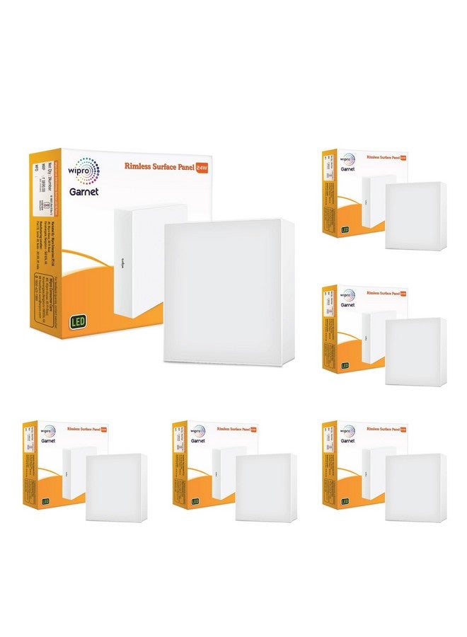 Wipro Garnet 24W Rimless Square Led Surface Panel|Neutral White Light (4000K)|Elegant Rimless Design for Wider Spread of Light|Surface Mounted Led Down Light for Ceiling|Pack of 6 - Image 1