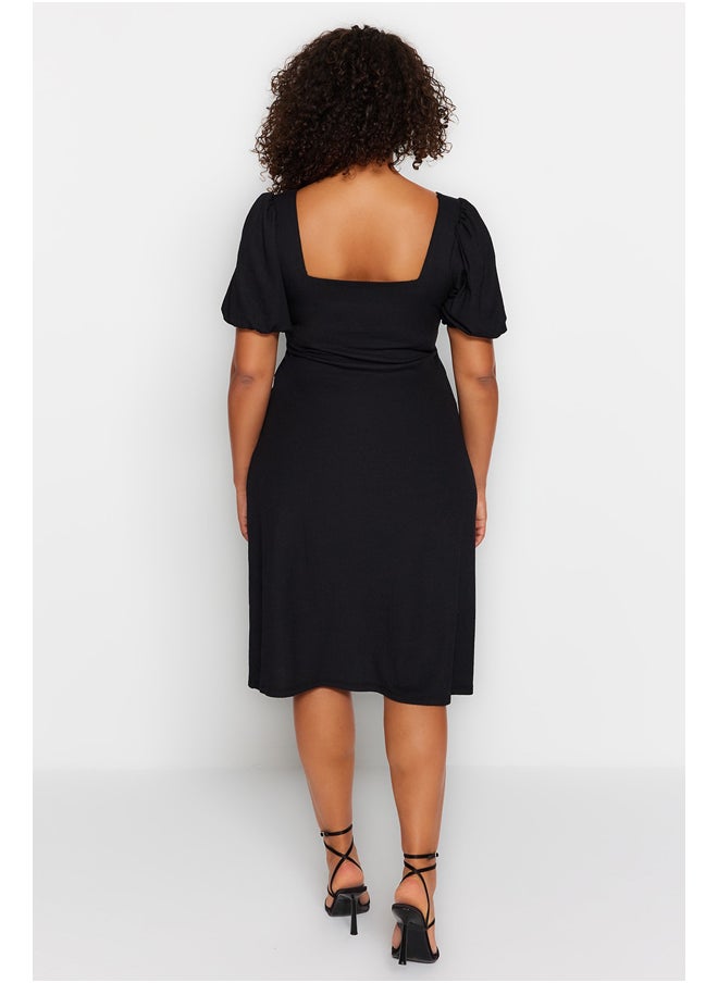 trendyol - Black Slit Knitted Dress TBBSS23AH00280 - Image 1