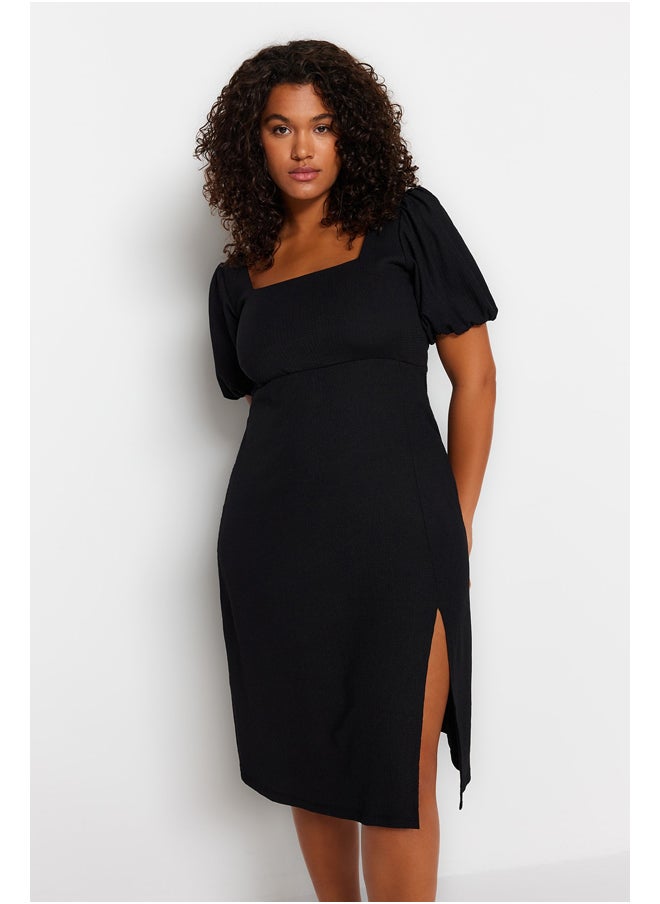 trendyol - Black Slit Knitted Dress TBBSS23AH00280 - Image 1
