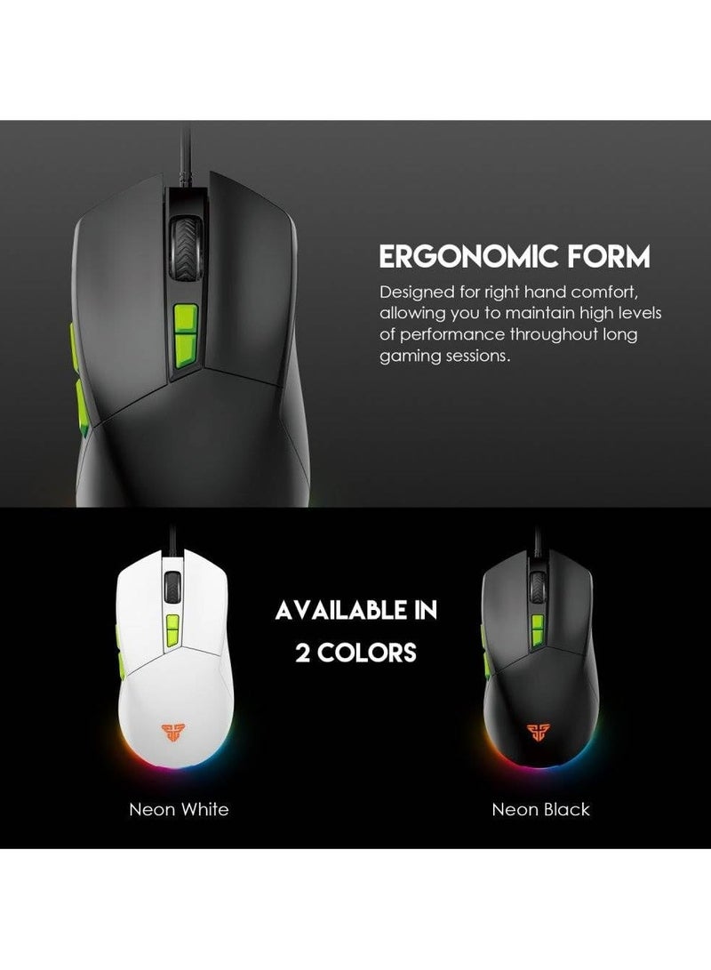 لماوس الألعاب FANTECH VX6 PHANTOM II ماكرو - ماوس سلكي USB RGB - 7200 نقطة في البوصة - إضاءة LED RGB - 7D ماكرو قابل للبرمجة - مع برنامج (أسود) - Image 4