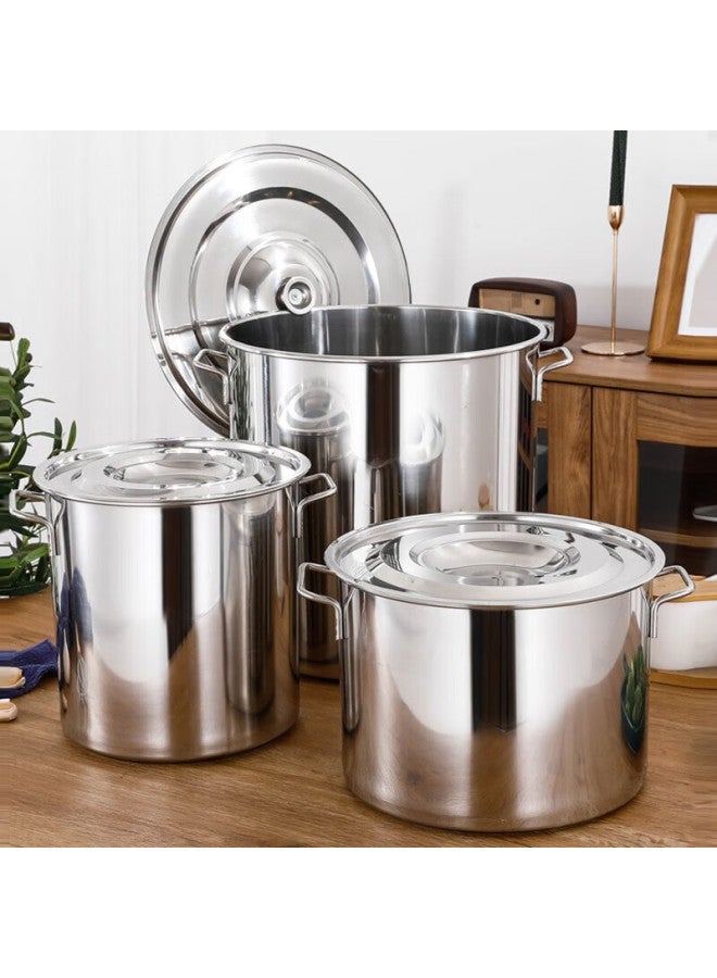 All-round Quanshi Stainless Steel Bucket With Lid 45*45cm Thickened Water Storage Bucket Braised Meat Large Soup Pot Canteen Hotel Catering Commercial Use - Image 5