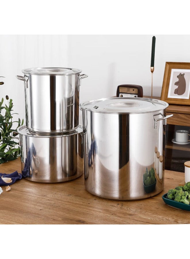 All-round Quanshi Stainless Steel Bucket With Lid 45*45cm Thickened Water Storage Bucket Braised Meat Large Soup Pot Canteen Hotel Catering Commercial Use - Image 2