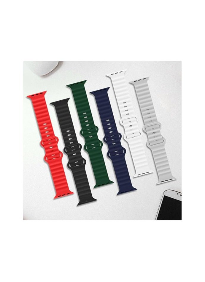 DKNG - 6 Pack Ocean Straps Compatible with Apple Straps Ultra 2, 38mm/40mm/41mm Men's & Women's, Wavy Silicone Sport Bracelet with iWatch Ultra 2/1 Series 10/9/8/7/6/5/4/3/2/1 SE Multicolor - Image 1
