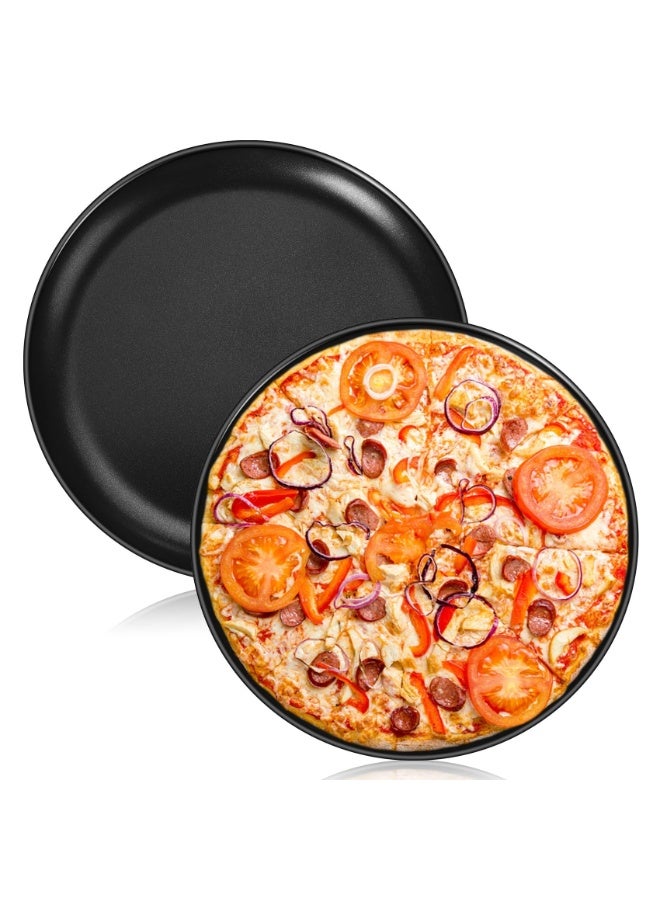 Peachjoy طقم صينية بيتزا 10 بوصة من 2، صواني بيتزا غير لاصقة، أدوات خبز دائرية للفرن، نواة من الفولاذ المقاوم للصدأ مع طلاءات غير لاصقة، صحية وقابلة لإعادة الاستخدام وسهلة التنظيف، آمنة للفرن والفريزر - Image 1