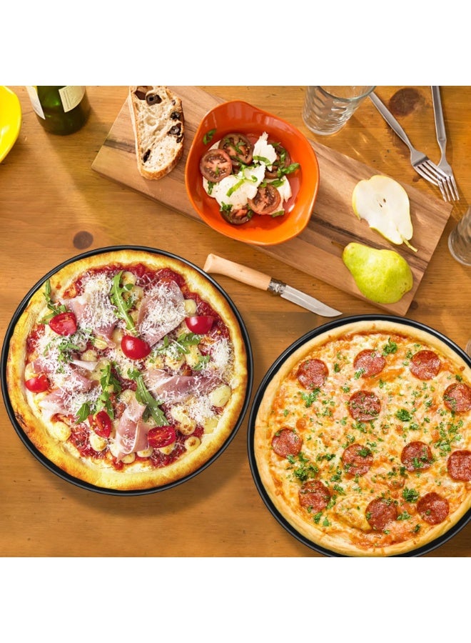 Peachjoy طقم صينية بيتزا 10 بوصة من 2، صواني بيتزا غير لاصقة، أدوات خبز دائرية للفرن، نواة من الفولاذ المقاوم للصدأ مع طلاءات غير لاصقة، صحية وقابلة لإعادة الاستخدام وسهلة التنظيف، آمنة للفرن والفريزر - Image 5