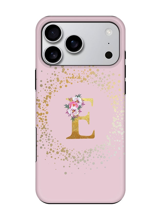 Stylizedd Tough Pro Magnetic Case for iPhone 17 Pro Max, Dual Layer hybrid PC + TPU Mobile Cover Matte - Custom Monogram Floral - E  (Pink )