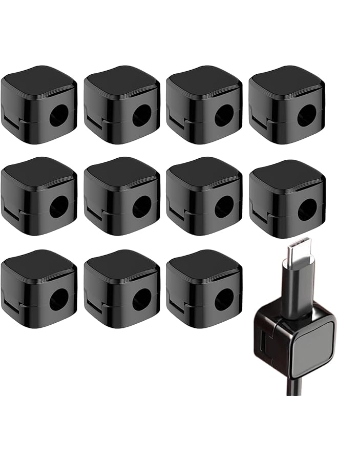 إيروريكس مجموعة من 12 مشبك كابل مغناطيسي وحامل كابل زنبركي للمنزل والمكتب والسيارة وتنظيم الحائط - Image 1