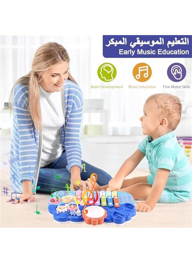 BWSJ Baby Musical Instruments Toys 5 in1 Toddler Piano Toy Pretend Ph Drum Set With Music Light Keyboard Electronic ParentChild Interactive Education Toy - Image 2