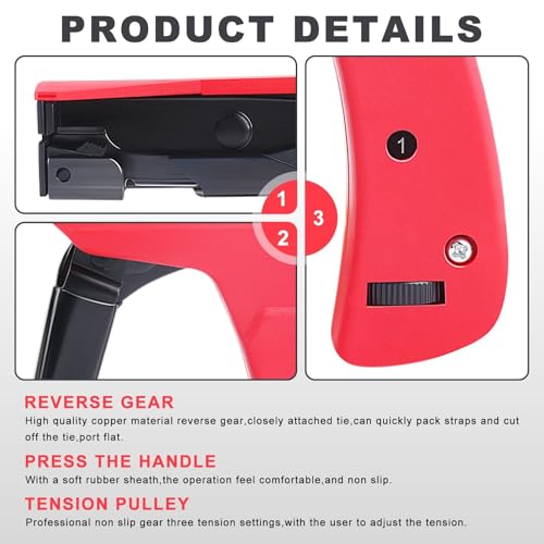 Yangoutool Ergonomic Cable Tie Gun: Hand-Operated Zip Tie Tool with 1-3 Adjustable Tension Settings, Efficient Fastening and Cutting - Image 2