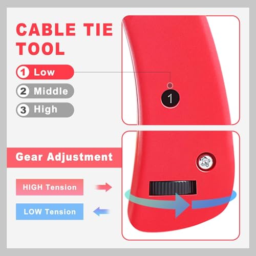 Yangoutool Ergonomic Cable Tie Gun: Hand-Operated Zip Tie Tool with 1-3 Adjustable Tension Settings, Efficient Fastening and Cutting - Image 3