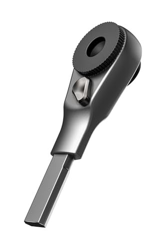 GALVANOX Flat-end Ratchet Driver Designed for Leatherman Models - Compatible with Multi-tool Flat Bit Kits and Standard 1/4" Hex Bits (Brushed Steel) - Image 1
