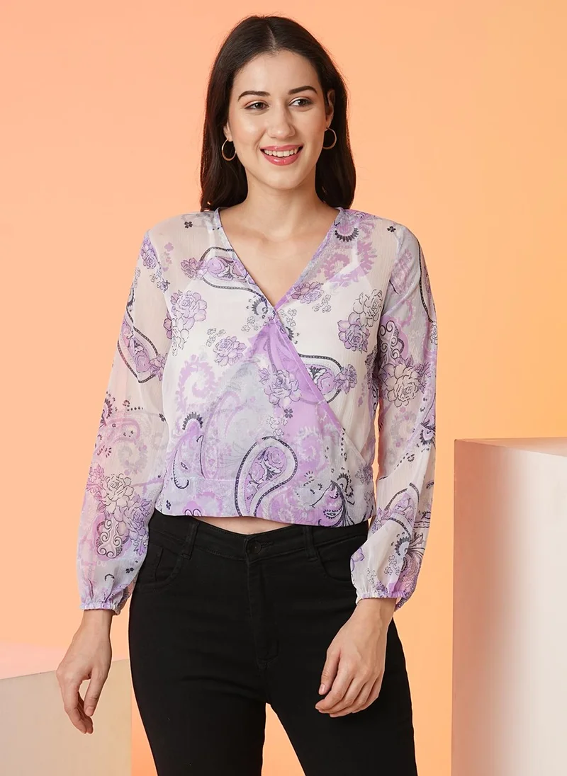 globus Globus Women Wrap Neck Full Sleeve Top