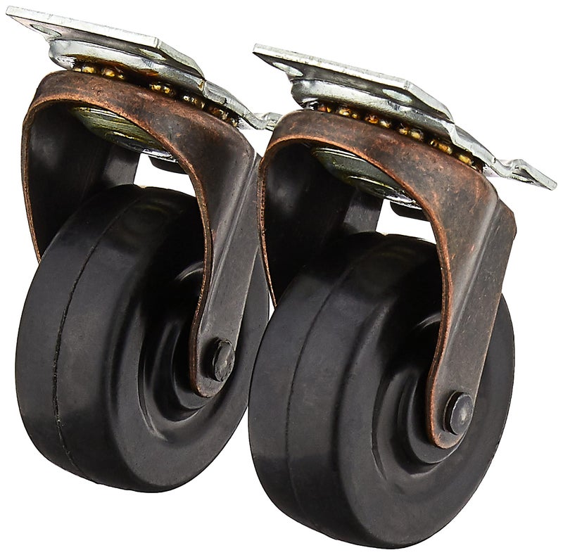 Shepherd Hardware 9346 2-Inch Medium Duty Plate Caster, 2-Pack, Black - Image 2