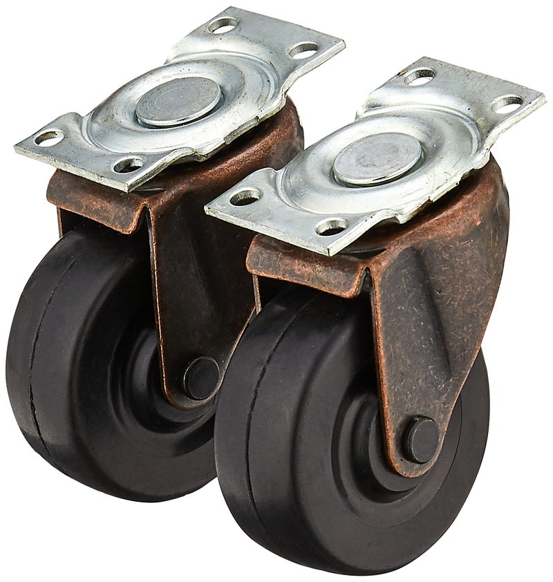 Shepherd Hardware 9346 2-Inch Medium Duty Plate Caster, 2-Pack, Black - Image 1