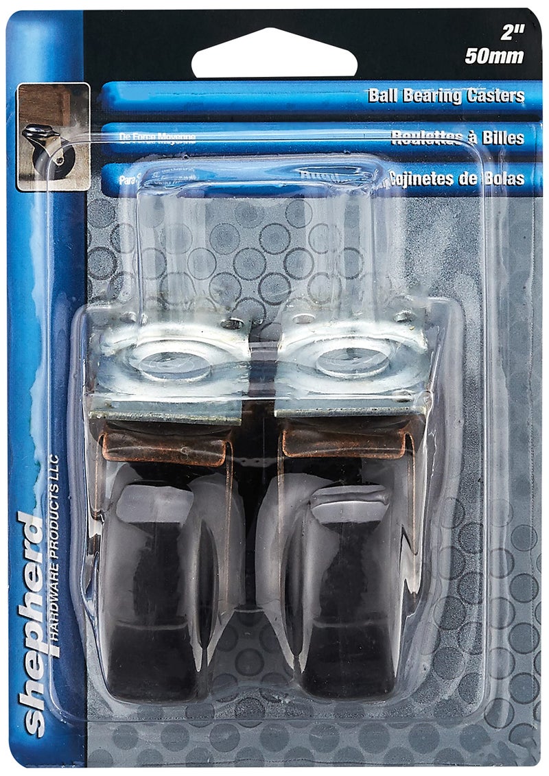 Shepherd Hardware 9346 2-Inch Medium Duty Plate Caster, 2-Pack, Black - Image 3