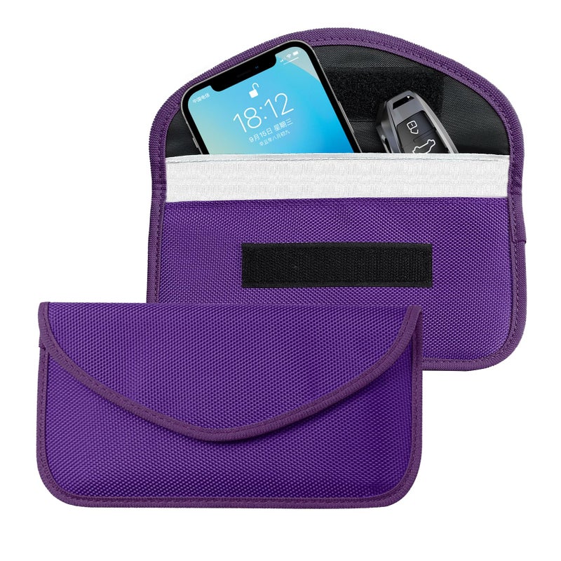 Lyxheth 2PCS Faraday Bags for Car Key and Cell Phone, Signal Blocking Bag, Faraday Key Fob Protector, Universal Cell Phone Privacy Card Protection Car Accessories for Anti-Thefting (Purple) - Image 1