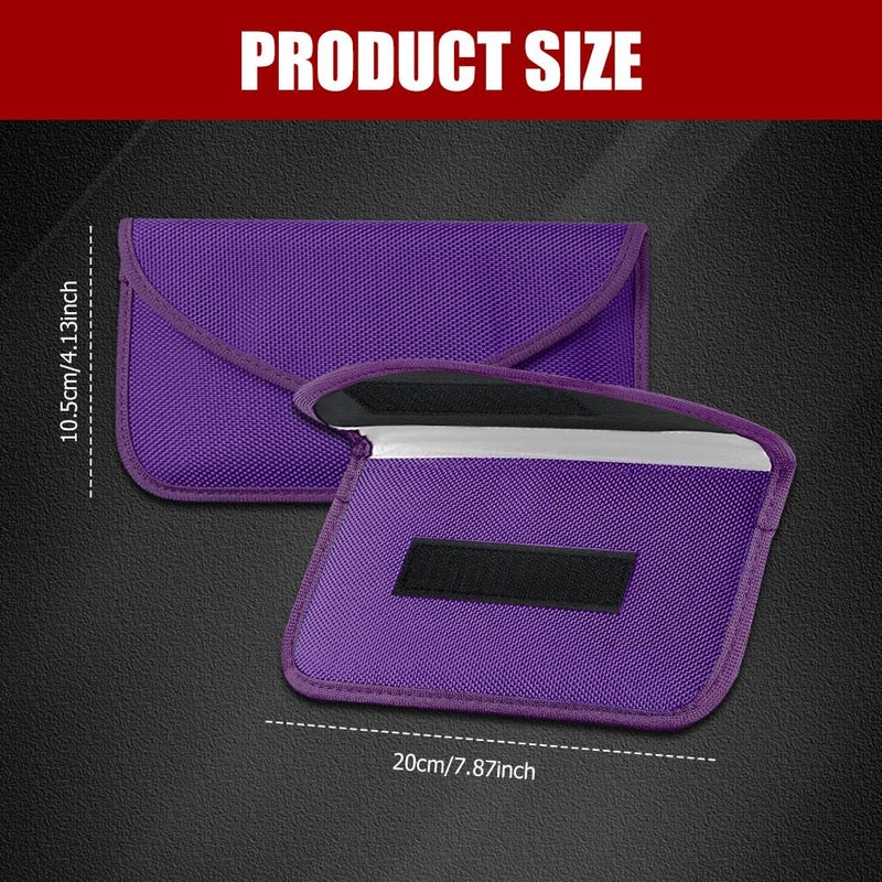 Lyxheth 2PCS Faraday Bags for Car Key and Cell Phone, Signal Blocking Bag, Faraday Key Fob Protector, Universal Cell Phone Privacy Card Protection Car Accessories for Anti-Thefting (Purple) - Image 2