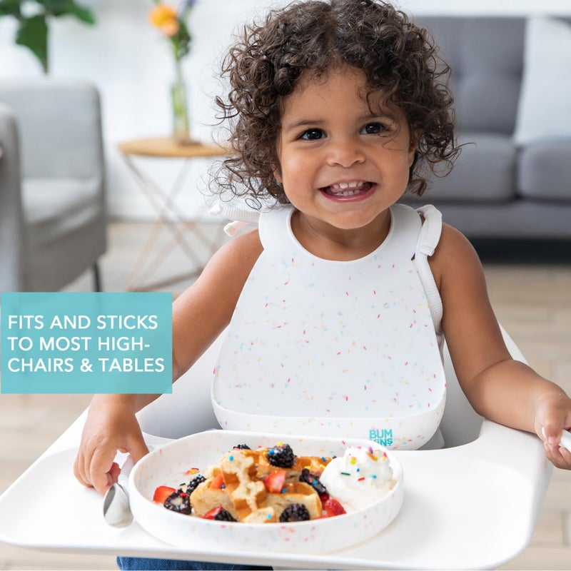 Bumkins Toddler and Baby Suction Plate, Silicone Grip Dish for Babies and Kids, Baby Led Weaning, Children Feeding Supplies, Non Skid Sticky Bottom, Platinum Silicone, 6 Months Up, Vanilla Sprinkles - Image 3