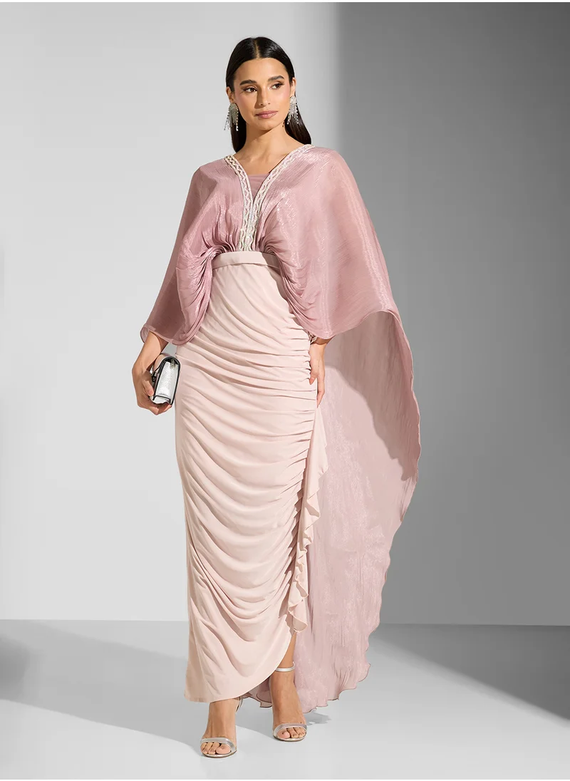 Namshi x Pleated Dress With Embellishments