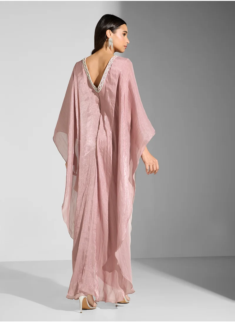 Namshi x Pleated Dress With Embellishments