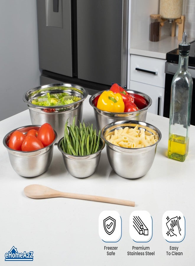 EHOMEA2Z Stainless Steel Mixing Bowls Set, Deep Mixing Bowls,Durable, Stackable,Food-Grade Safe,Rust and Corrosion Resistant Mixing Bowls Stainless Steel,Food Prep (5Pc Set) - Image 5